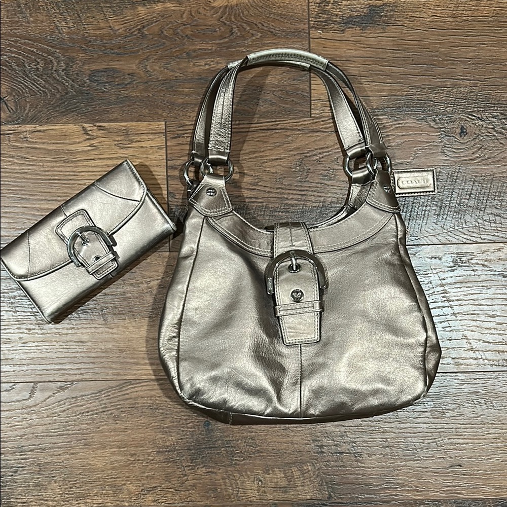 Coach metallic brown Shoulder Bag and matching wallet